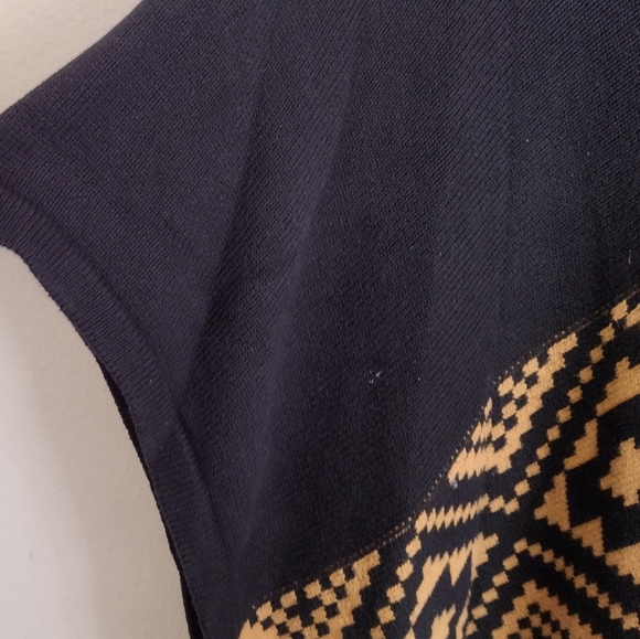 Minnie Rose Black Tan Geometric Poncho One Size Fits All - Picture 7 of 11